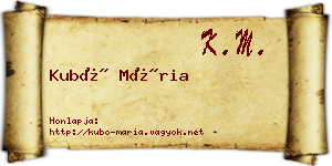 Kubó Mária névjegykártya